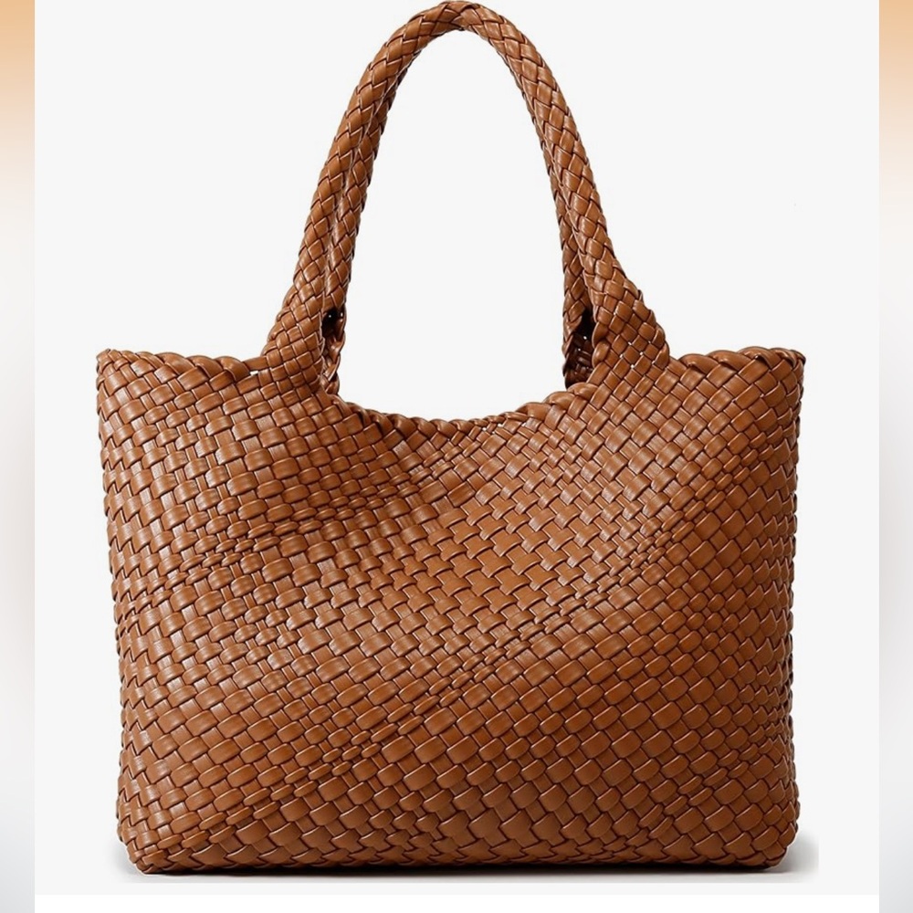 Tan Woven Tote Bag